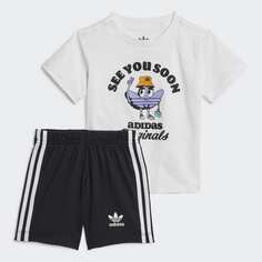 Спортивный костюм adidas Trefoil Shorts and Tee, белый/черный/принт