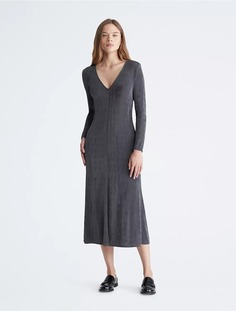 Платье Calvin Klein V-Neck Midi, серый