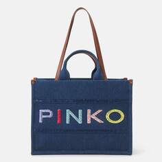 Сумка-тоут Pinko Shopper Ricamo Logo, синий
