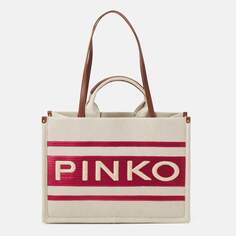 Сумка-тоут Pinko Shopper Riciclato, кремовый/малиновый