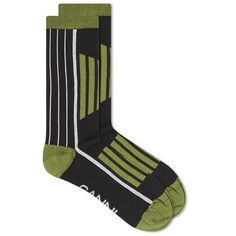 Носки Ganni Sporty Socks, зеленый/черный