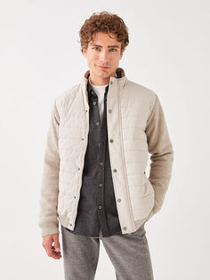 Мужское трикотажное пальто со стоячим воротником со стандартным узором LCWAIKIKI Classic