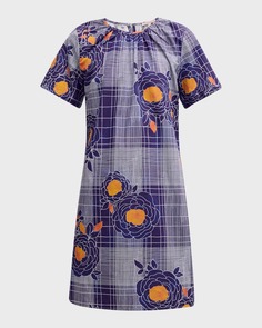 Мини-платье прямого кроя в клетку Mags с цветочным принтом Frances Valentine
