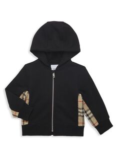 Толстовка Little Boy&apos;s &amp; Boy&apos;s Nolen Check с капюшоном Burberry, черный