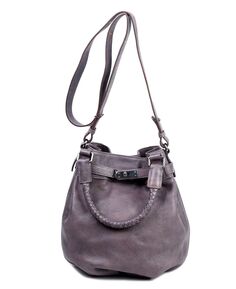 Женская сумка-мешок из натуральной кожи с тыквой OLD TREND, серый