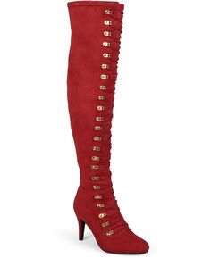 Женские ботинки Trill с широкими икрами на шнуровке Journee Collection, красный