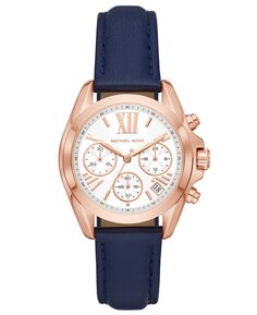 Женские часы Bradshaw Chronograph с темно-синим кожаным ремешком, 36 мм Michael Kors