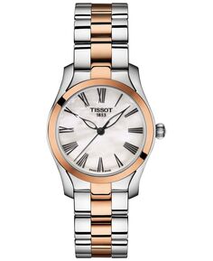 Женские швейцарские двухцветные часы-браслет T-Wave из нержавеющей стали, 30 мм Tissot