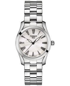 Женские швейцарские часы T-Wave II премиум-класса с браслетом из нержавеющей стали, 30 мм Tissot, серебро