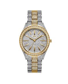 Женские часы Cristal Diamond (1/8 карата t.w.) из позолоченной 18-каратной двухцветной нержавеющей стали Часы 38 мм Jbw, серебро