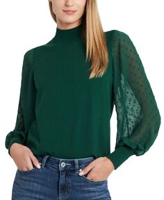 Женский свитер с контрастным воротником и длинными рукавами CeCe