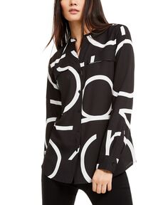 Блузка с длинными рукавами и пуговицами спереди Calvin Klein