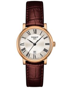 Женские швейцарские часы Carson Premium с коричневым кожаным ремешком, 30 мм Tissot, коричневый