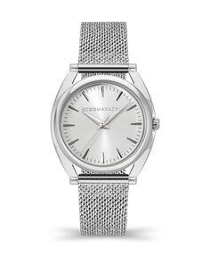 Женские часы с 3 стрелками, серебристая сетка из нержавеющей стали, 33,8 мм BCBGMAXAZRIA, серебро