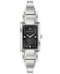 Женские часы-браслет из нержавеющей стали с бриллиантами, 18x33 мм Bulova, серебро