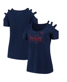 Женская темно-синяя футболка с открытыми плечами и тремя бретелями Minnesota Twins Fanatics, темно-синий