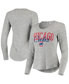 Женская серая футболка Chicago Cubs Tri-Blend с длинным рукавом Concepts Sport, серый