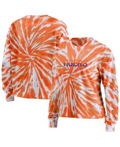 Женская оранжевая футболка с длинным рукавом Clemson Tigers тай-дай WEAR by Erin Andrews