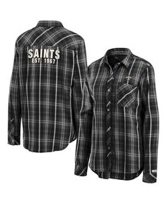 Женская серая рубашка в клетку с длинными рукавами на пуговицах New Orleans Saints WEAR by Erin Andrews, серый