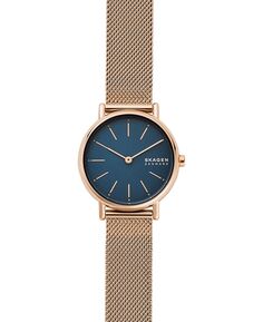 Женские часы Signatur из нержавеющей стали с сетчатым браслетом цвета розового золота, 30 мм Skagen, золотой