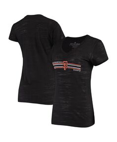 Черная женская футболка San Francisco Giants Stripe Logo Slub Tri-Blend с v-образным вырезом Soft As A Grape, черный