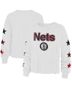 Женская белая футболка Brooklyn Nets 2021/22 City Edition Call Up Parkway с длинным рукавом &apos;47 Brand, белый