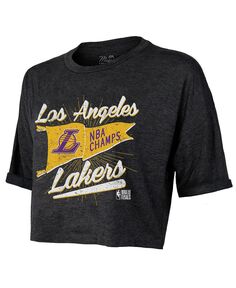 Черная женская укороченная футболка с принтом «Лос-Анджелес Лейкерс» финала НБА 2020 «Чемпионы» Majestic, черный