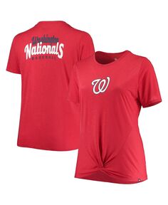 Женская красная футболка Washington Nationals больших размеров с узлом спереди 2 New Era, красный