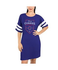 Женское платье-футболка из трехцветной ткани с короткими рукавами Chicago Cubs — королевский цвет Majestic