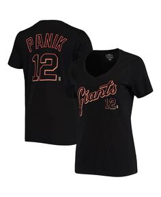 Черная женская футболка New Era Joe Panik с надписью San Francisco Giants и v-образным вырезом с надписью New Era Joe Panik 5th &amp; Ocean, черный