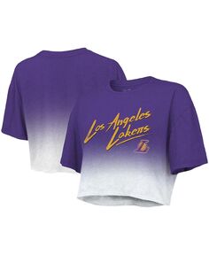 Женская фиолетово-белая укороченная футболка Los Angeles Lakers Dirty Dribble Tri-Blend Majestic