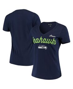 Женская темно-синяя футболка с v-образным вырезом Seattle Seahawks Post Season G-III 4Her by Carl Banks, темно-синий