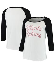 Женская бело-черная футболка реглан с рукавами 3/4 Atlanta Falcons в стиле ретро Junk Food