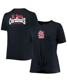 Женская темно-синяя футболка St. Louis Cardinals размера плюс 2 с узлом спереди New Era, темно-синий