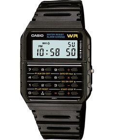 Часы унисекс с цифровым калькулятором, черный полимерный ремешок, 35 мм Casio, черный