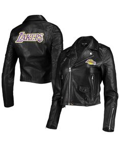Женская черная мотокуртка с молнией во всю длину Los Angeles Lakers The Wild Collective, черный