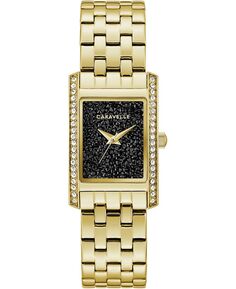 Женские золотистые часы-браслет из нержавеющей стали 21x33 мм Caravelle, золотой
