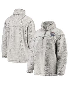 Женский серый пуловер с молнией в четверть из шерпы Edmonton Oilers Sherpa G-III 4Her by Carl Banks, серый