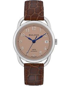 LIMITED EDITION Женские швейцарские автоматические часы Joseph Bulova с коричневым кожаным ремешком, 34,5 мм, коричневый