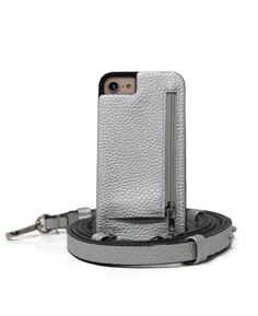 Чехол для iPhone через плечо 6, 6S, 7, 8 или SE с бумажником на ремешке Hera Cases, серебро