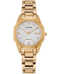 Женские часы Eco-Drive Corso с золотистым браслетом из нержавеющей стали, 28 мм Citizen, золотой