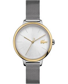 Женские часы Cannes с сетчатым браслетом из нержавеющей стали, 34 мм Lacoste, серебро