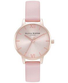 Женские классические часы с розовым кожаным ремешком, 30 мм Olivia Burton, розовый