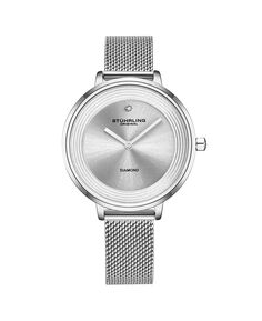 Женские серебряные часы-браслет из нержавеющей стали с сеткой, 37 мм Stuhrling, серебро