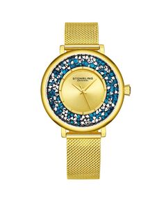 Женские часы-браслет из нержавеющей стали золотистого цвета, 38 мм Stuhrling, черный