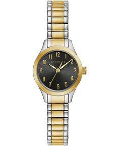 Женские двухцветные часы с расширительным браслетом из нержавеющей стали, 24 мм Caravelle, черный