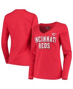 Женская красная футболка с длинным рукавом Cincinnati Reds Post Season G-III 4Her by Carl Banks, красный