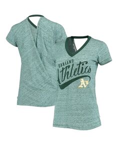 Зеленая женская футболка с v-образным вырезом и запахом на спине Oakland Athletics Hail Mary Touch, зеленый