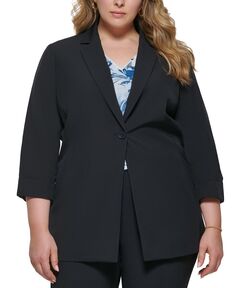Куртка больших размеров на одной пуговице с отворотами Calvin Klein, темно-синий