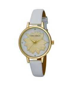 Женские часы с цветочным циферблатом, белый полиуретановый ремешок, 38 мм Laura Ashley, белый